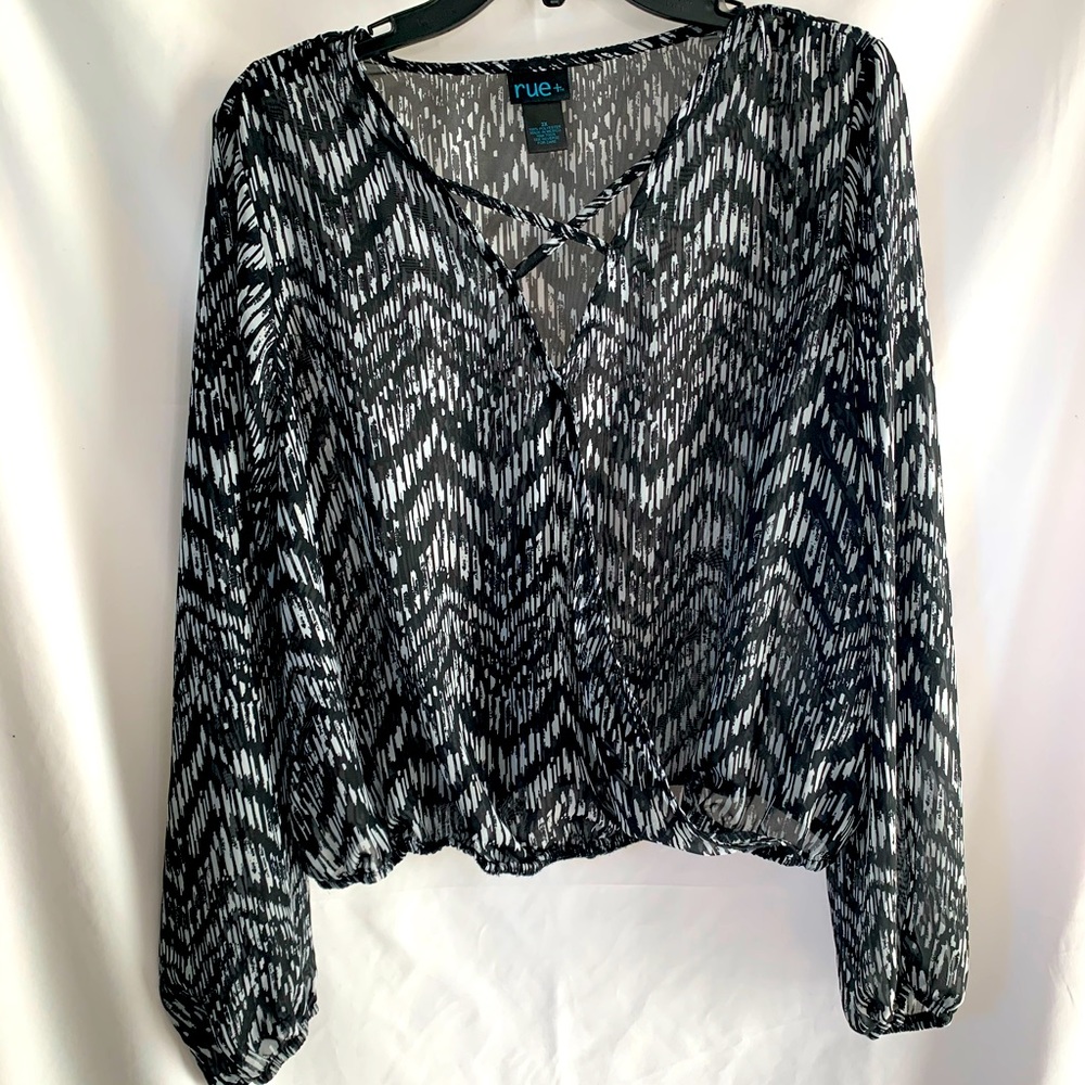 Black and white Sheer Blouses